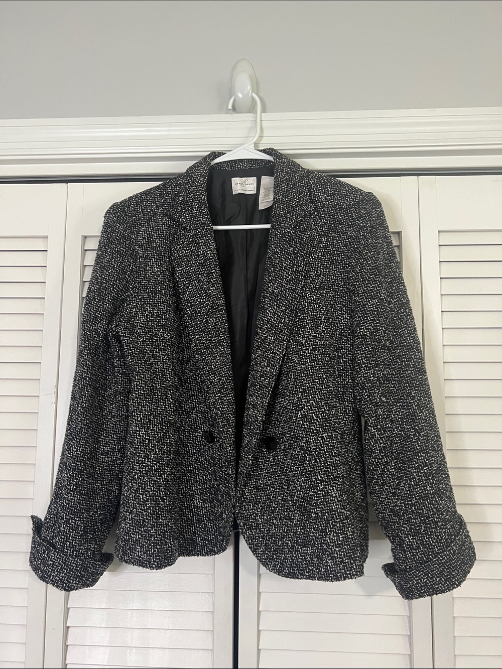 Emma James Black & White Tweed Notch Lapel Blazer